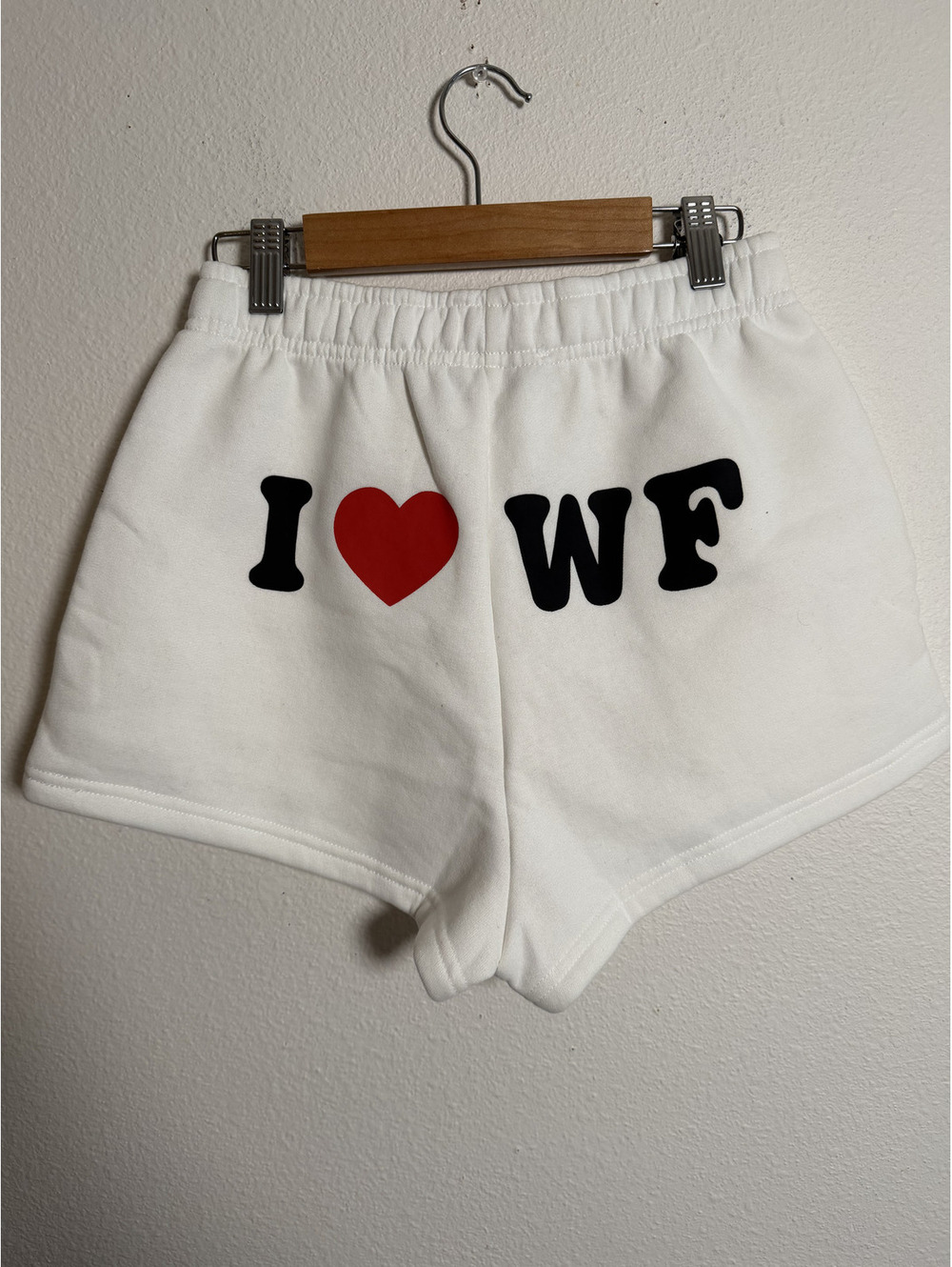 White Fox I Heart WF Fleece Lounge Shorts White Red Black Size XS